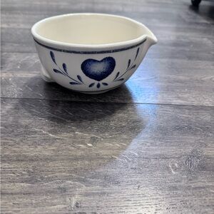 Vintage Blue‎ Heart Stoneware Batter Bowl